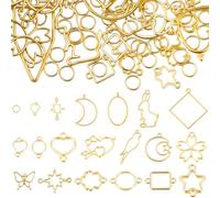 SOFPLATE 1 scatola Da 168 pezzi 16 stili + Ciondoli In Resina Castoni con Cornice Cava Ciondoli con Castone Aperto In Oro con Anelli di Congiunzione per Forniture per La Creazione di Gioielli In Resin