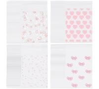 SOFPLATE 1 scatola Da 200 pezzi 4 stili 3x5 pollici Sacchetti di Cellophane per San valentinos Sacchetti per Biscotti A Forma di Cuore Buste Autosigillanti In OPP Trasparenti Stampate Richiudibili per