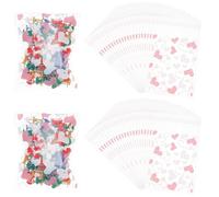 SOFPLATE 1 scatola Da 200 pezzi Da 3x5 pollici A Forma di Cuore Sacchetti per Dolcetti Sacchetti In Cellophane per San valentinos Trasparenti Stampati Richiudibili Autosigillanti In OPP per Biscotti C