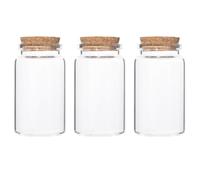 SOFPLATE 1 Scatola da 3 Confezioni da 100 ml di Bottiglie di Vetro con Tappo in Sughero Barattoli di Vetro Piccole Fiale Decorative Bottigliette Vuote Trasparenti per Bomboniere Contenitori per Ca