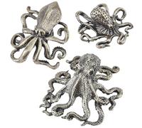 SOFPLATE 1 scatola Da 3 pezzi Statua di Polpo In Metallo Statuetta In Ottone Statuetta Oceanica Bronzo Antico Vintage Retrò Piccola Miniatura Decorazione per Animali A Tema Marino Sculture per Scrivan