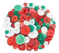 SOFPLATE 1 Scatola da 300 Pezzi di Bottoni Natalizi Assortiti in Resina Rotonda con 4 e 2 Fori Bottoni Colorati Rossi BianChis e Verdi per Progetti di Cucito Decorazioni Fai da Te.