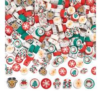 SOFPLATE 1 scatola Da 300 pezzi di Perline di Argilla Polimerica Natalizie Braccialetti di Perline Polimeriche Piccole Campane di FiocCHIS di Neve Colorate Ciondoli Lisci Invernali Distanziatori per L