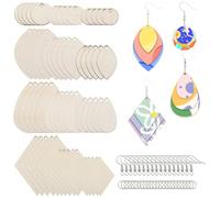 SOFPLATE 1 Scatola da 360 Pezzi 4 Forme Orecchini in Legno Grezzo Orecchini Fai da Te in Legno Grezzo Kit con Ganci per Orecchini e Anelli di Congiunzione Accessori per La Creazione di Gioielli