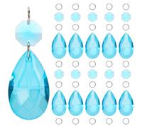 SOFPLATE 1 Scatola da 38mm di Prismi di CristAllos Blu per Lampadari Acchiappasole in Vetro Prismi A Goccia Pendenti per Lampadari in CristAllos Maglie Ottagonali Anelli di Congiunzione Cristalli per