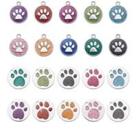 SOFPLATE 1 scatola da 40 ciondoli a forma di zampa di gatto, in 2 stili, smaltati e glitterati, per la creazione di gioielli, bracciali, collane, accessori fai da te, Metallo