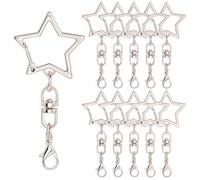 SOFPLATE 1 scatola Da 40 pezzi con Clip Portachiavi A Forma di Stella Chisusura A Stella Argentata Fermagli A Moschettone In Lega Sfusa con Gancio Girevole Fibbia Appesa Anello A Molla per Portachiavi