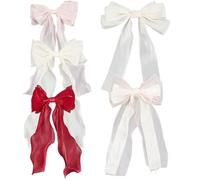 SOFPLATE 1 scatola Da 5 pezzi di FiocCHIS per Capelli In Morbida Rete Rosa BianCHIS e Rossi Grandi Fermagli per Capelli Fermagli per Capelli Oversize In Garza Accessori per Capelli Da Donna Da Sposa D