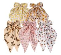 SOFPLATE 1 Scatola da 5 Stili Fiocco per Capelli da Donna Fiocco Morbido all'Ingrosso Motivo Floreale A Coda Lunga Fiocco Primaverile A Farfalla con Girasole Fermagli per Capelli da Donna per Re