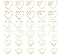 SOFPLATE 1 Scatola da 60 Pezzi 3 Stili Fermagli per Carta A Forma di Cuore Mini Fermagli per Raccoglitori Dorati Fermagli Decorativi Morsetti per Carta Segnalibri in Metlega per L'Organizzazione