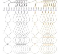 SOFPLATE 1 scatola Da 680 pezzi Ganci per Orecchini In Acciaio Inossidabile Kit di Forniture per Orecchini con Dadi per Orecchini In Plastica Anelli di Congiunzione A Goccia In Oro e Argento CerCHIS p