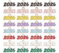 SOFPLATE 1 scatola Da 80 pezzi 8 colori 2026 numeri Ciondoli per L'Anno di Laurea Ciondoli In Lega di Metlega Colorato Smaltato Numeri con Sigillo Dells'Anno per Laureati per La Creazione di