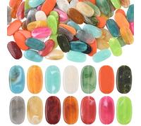 SOFPLATE 1 Scatola da Circa 100 Pezzi di Perline di Pietre Preziose Acriliche Perline Piatte di Pietre Preziose Sfuse Distanziatori Ovali in Plastica Opaca Colorata in Pietra Artificiale per La Crea