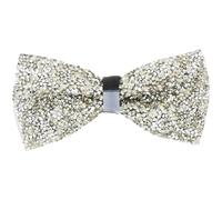 SOFPLATE 1 Scatola di Papillon con Strass Argentati Papillon Pre-Annodati Papillon con Paillettes Scintill Cravatta con Fiocco Regolabile Papillon Elegante per Smoking Formale da Uomo Regalo per Fest