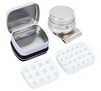SOFPLATE 1 Set di Tavolozze per Acquerelli Mini da 12 e 16 pozzetti Scatola per Riporre Le Tavolozze in Metlega Contenitore per Acqua Vuoto Nero Bianco con Vassoi A Clip Piccolo Kit per Dipingere p