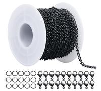 SOFPLATE 10 m/32.8 piedi Catena A Maglie Kit per La Creazione di Gioielli Alla Rinfusa Catene con Anelli di Congiunzione e Fermagli Nero Ferro Non Saldato Cubano 3 x 5mm Ovale Connettore per La Creazi