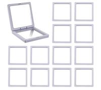 SOFPLATE 10 pz. 2.7 x 2.7 x 0.8 pollici Bianco Cornice Galleggiante Espositore 3D Cornice Galleggiante Custodia Supporto Trasparente PE Membrane Gioielli Scatola di Immagazzinaggio per Badge Sfida Med