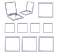 SOFPLATE 10 pz 2 misure 3D Cornice Galleggiante Bianca Trasparente Vetrina Galleggiante Trasparente PE Supporto Espositore Telaio di Sospensione Scatola Portagioie per Collezionisti di Badge Sfida Med