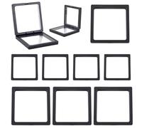 SOFPLATE 10 pz 2 Misure Nero 3D Cornice Galleggiante Trasparente Portagioie Galleggiante Supporto Telaio di Sospensione PE Trasparente Scatola Ombra per Collezionisti di Badge Sfida Medaglioni AA