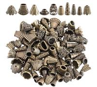 SOFPLATE 100 pz 10 stili Tappi Perline Fiore Tappi Perline Cono Stile Tibetano Bronzo Antico Distanziatori Fiori Tappi Nappa Forniture per Creazione di Gioielli Donne Artigianato Fai Da Te Risultati O
