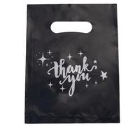 SOFPLATE 100 pz 8 x 6 pollici Nero Sacchetti di Plastica di Ringraziamento Sacchetti per Dolcetti per Feste con Manici Rettangolari Incartamento Parola Goodie Sacchetti Regalo per Il Ringraziamento Fe