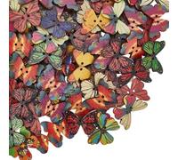 SOFPLATE 100 pz. Bottoni A Farfalla in Legno Bottoni Decorativi in Legno Abbellimenti 1" Grandi Motivi Vintage Etichette da Cucito A 2 Fori per Artigianato Scrapbooking Chisusura per Vestiti Maglioni