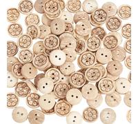 SOFPLATE 100 pz. Bottoni Piccoli In Guscio di Cocco Bottoni Vintage A Forma di Fiore 13mm 2 fori Rotondi In Legno Massiccio Intagliati Floreali Rustici Retrò per Cucito Ornamenti Accessori per Vestiti