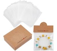 SOFPLATE 100 pz. Confezione di Gioielli. Borsa per Collane. Cartoncini Espositivi In Carta Marrone. Portacarte Pieghevoli per Piccole Confezioni Artigianali. Set Da Appendere per Vendere Mostrare Brac