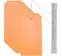 SOFPLATE 100 pz. Etichette Arancioni Appese Etichette di Spedizione Impermeabili con Filo di Ferro Vuoto 4.7 x 2.4 pollici Rettangolo Occhiello Appendere Etichette di Identificazione In Plastica PVC K