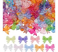 SOFPLATE 100 pz Perline Acriliche Fiocco Fiocco Perline Sfuse Colorate Rosa Blu Verde Opaco Farfalla Fiocchis Fiocco A Forma di Mini Distanziatore Sciolto per Gioielli Creazione Bracciale Collana Fai