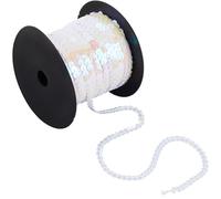 SOFPLATE 100 Yards Bianco Paillettes Trim 6mm Piatto Paillettes Striscia Paillettes Paillettes Metalliche Glitter Paillettes Paillettes Olografiche Lucide per Artigianato Cucito Vestito Costume Fascia