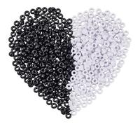 SOFPLATE 1000 pz 2 Colori Bianco Nero Perline Distanziatrici A Barilotto Piccole 9 x 6mm in Plastica Opaca Foro Lisce Distanziatori Sciolti per La Creazione di Gioielli Bracciali Collane Fai da Te AR
