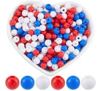 SOFPLATE 1000 pz Blu Rosso Bianco Perline per Il Giorno Dells'Indipendenza 6mm Acrilico Rotondo Piccolo Liscio Opaco Gioielli Palla Sciolto Distanziatore Perline per La Creazione di Gioielli Bracciali