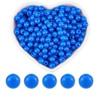 SOFPLATE 1000 pz Perlina Rotonda Blu 6mm Perline Acriliche Opache Sfuse Piccole Perline Lisce Sciolte per Gioielli Palline di Plastica Distanziatrici Perline per La Creazione di Gioielli Bracciali Col