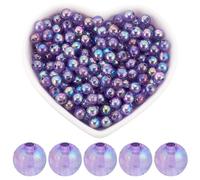 SOFPLATE 1000 pz Perline Acriliche Rotonde 6mm Perline A Bolle di Plastica Sfusa Viola Colore AB Perle Trasparenti Perline Distanziatrici Artigianali Perline Sfuse per Braccialetti Orecchini di Perlin