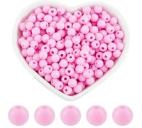 SOFPLATE 1000 pz Rosa Perlina Rotonda 6mm Perline Lisce Sfuse Acrilico Piccolo Opaco Rosa Caldo Perline Sciolte Gioielli Palline di Plastica Distanziali Perline per La Creazione di Gioielli Bracciali