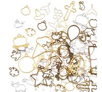 SOFPLATE 100G Ciondoli con Castone Aperto Sul Retro Ciondoli con Cornice Cava Lega metallicas Sfusa Forme Assortite Tibetane Colorate Casuali Castoni In Resina Pendenti per La Creazione di Gioielli Co