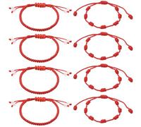 SOFPLATE 12 pz 2 stili Braccialetti di Corda Rossa Braccialetto dells'Amicizia All'Ingrosso In Nylon Regolabile 7 nodi Corda Treccia Cordino Portafortuna per Protezione Donne Uomini Creazione di Gioie