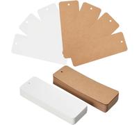 SOFPLATE 120 pz Segnalibri di Carta Bianca e Marrone, 5.5 x 2 Pollici, con Fori, in Carta Kraft Resistente, Versatile per Progetti Artistici e Artigianali, Etichette Regalo e Sussidi Didattici