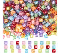 SOFPLATE 1400 pz Perline Trasparenti con Lettere Dells'Alfabeto Quadrate Sfuse Da 6x6mm Lettere Cubiche In Acrilico Trasparente Perline Artigianali AZ per Braccialetti Dells'Amicizia per Creare Gioiel