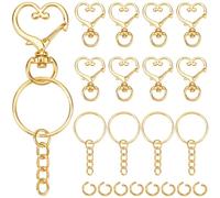 SOFPLATE 150 pz. Set di Ganci A Scatto Girevoli A Forma di Cuore Portachiavi In Metallo Fermaglio A Molla In Lega D'Oro Portachiavi Divisi con Anelli di Salto A Catena Fibbia Appesa per La Creazione d