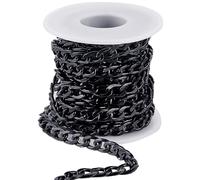 SOFPLATE 16.4 piede/5 m Catena Cubana A Maglie Larghe per Gioielli In Rotolo con Bobina In Alluminio Nero 12 x 7mm Non Saldato Lungo Cavo Connettori di Estensione Catene Maglie per La Creazione di Gio