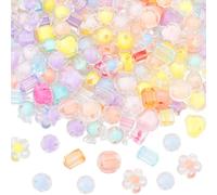 SOFPLATE 160 perline in acrilico, 8 stili, colorate, trasparenti, graziose, a forma di stella, zucca, fiore, ottagonale, cubo, distanziatori, per la creazione di gioielli, bracciali, collane