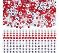 SOFPLATE 1600 pz Kit Perline di San valentinos Kit per Braccialetti con Perline di Semi di Vetro Da 4mm Perline Acriliche Rosse e Bianche con Lettere D'Amore per Kit per La Creazione di Gioielli Forni