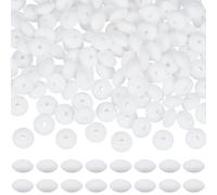 SOFPLATE 180 pz Perline di Abaco Bianche Perline di Lenticchie In Silicone Sfuse 12mm Rondelle Focali In Gomma Morbida Piatte e Rotonde A Forma di Lenticchie Mini Distanziatori Sciolti per La Creazion