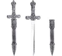 SOFPLATE 2 pezzo Spada Medievale di Scena Spada Da Pirata Medievale con Fodero 12 pollici Vintage Nero Falso Coltello Pugnale Accessori per Costume Da Pirata per Halloween Party Props Cosplay Role Pla