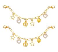 SOFPLATE 2 pz. Catena con Ciondolo per Scarpe Decorazione per Scarpe In Oro In Lega di Ottone con Strass A Forma di Stella A Forma di Cuore con Clip Appese con Fermagli A Moschettone Ciondolo con Lacc