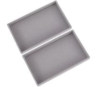 SOFPLATE 2 pz Vassoio Portagioie Grigio Portagioie Vuoto in Velluto Piccolo Rettangolo Espositore per Bigiotteria Vassoi Piatti Impilabili Organizer per Cassetti Portaoggetti per Collane e Orecchini.