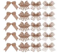 SOFPLATE 2 set 24 pezzi Piccoli FiocChis di Juta Fiocco di Juta Nastro di Lino Marrone Chisaro Intrecciato Fatto A Mano Mini Nodo di Torsione Ghirlanda Decorazione Artigianale per Matrimonio Festa Alb