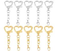 SOFPLATE 20 pz 2 colori A Forma di Cuore Girevole Chiusura Girevole A Molla In Lega di Oro e Argento Gancio A Moschettone Clip Portachiavi Accessori per Fai Da Te Creazione di Gioielli Portachiavi Cor